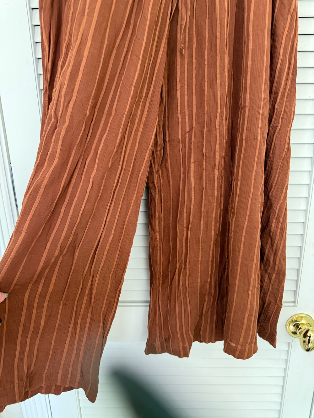 Free People Burnt Orange Striped Wide-Leg Pants